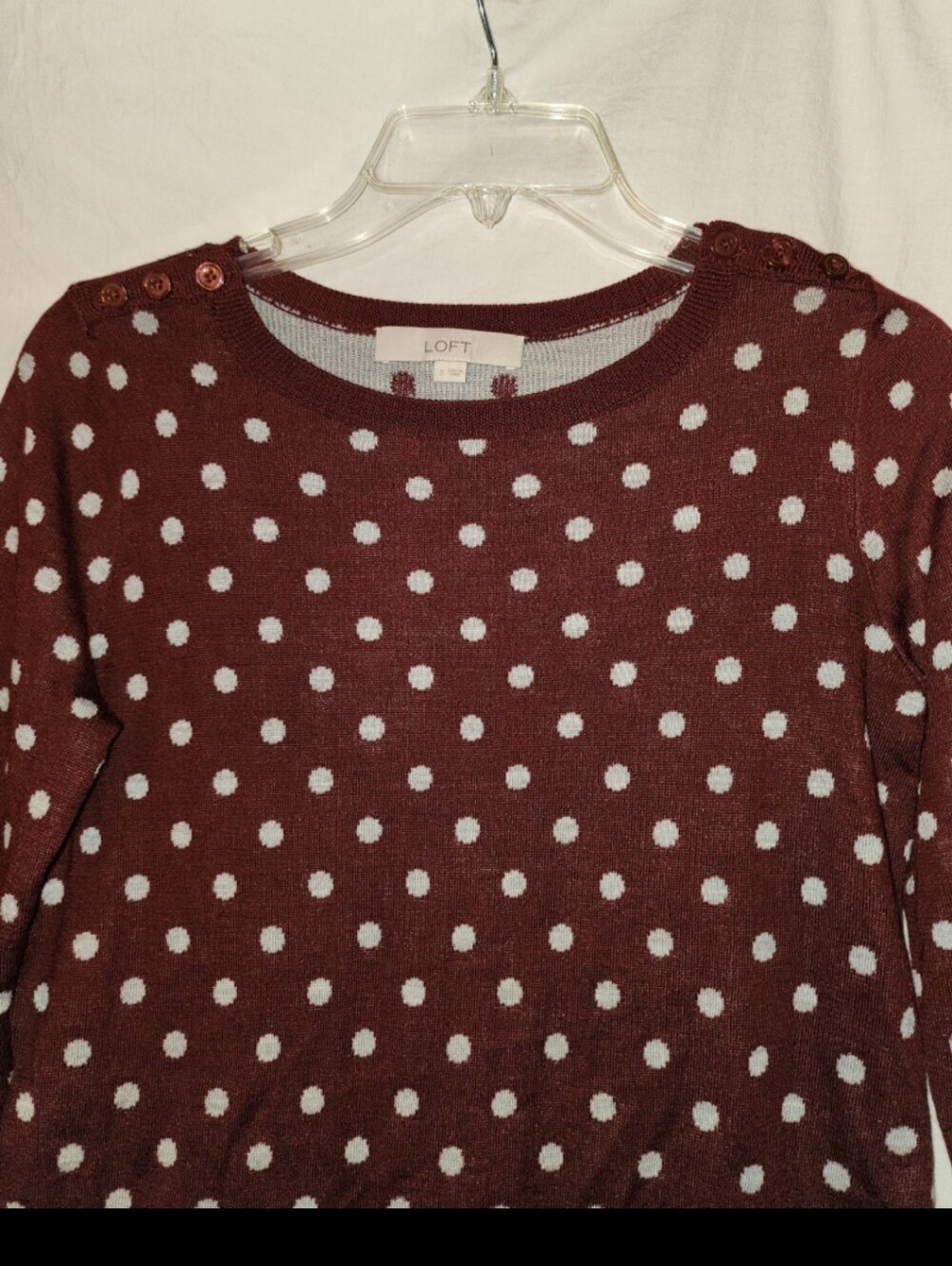 Loft womens size small brown grey polka dot Sweater - Picture 2 of 4